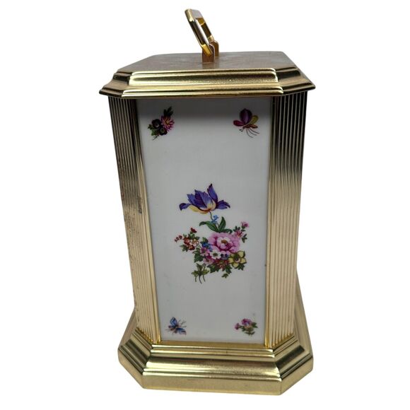 Vintage Bulova Floral Anniversary Mantle Carriage Clock Quartz B 2093 Gold Tone - Picture 4 of 12